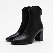 Pointed block heel boots for women | Structured shaft