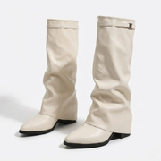 Stiefel mit Blockabsatz für Damen | Slip-On Spitze