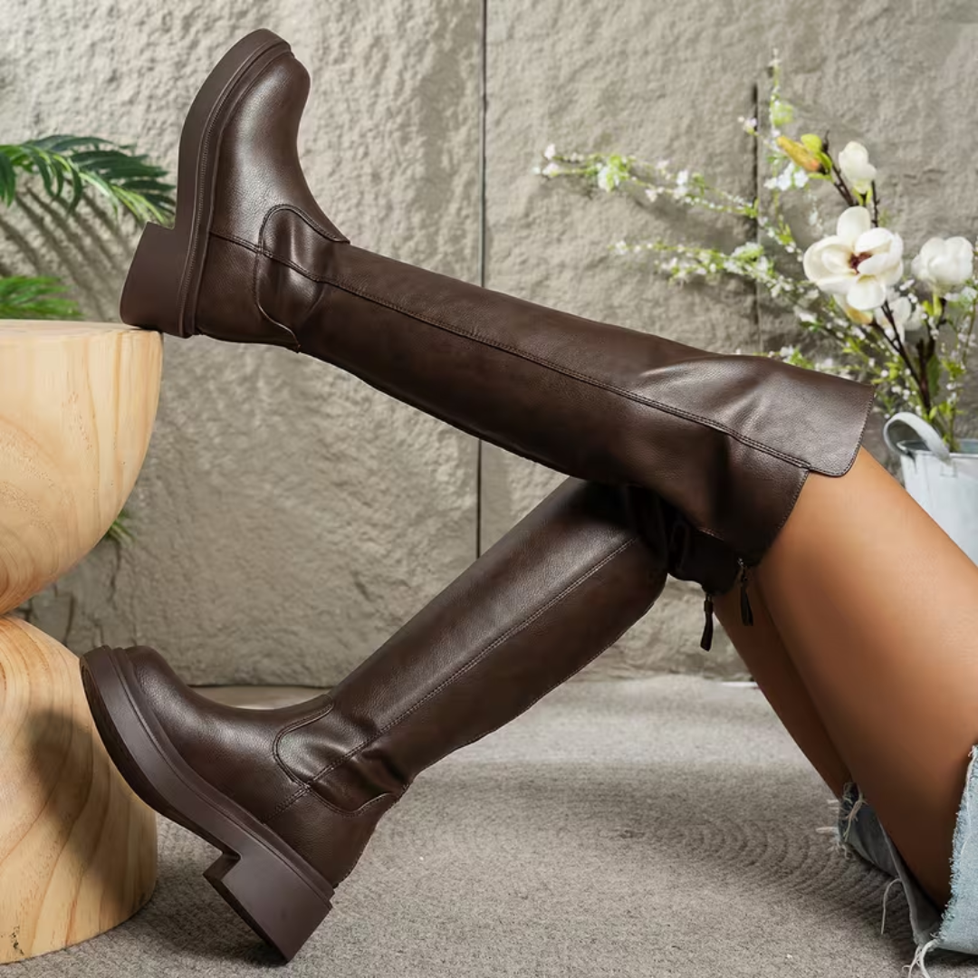 Block heel boots for women | Back zipper