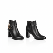 Heeled ankle boots for women | Triangle Buckle Geometric