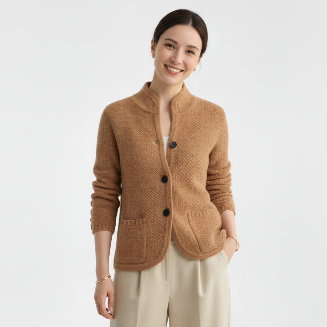 Strickjacke mit Knöpfen für Damen | Klassischer Verschluss vorne