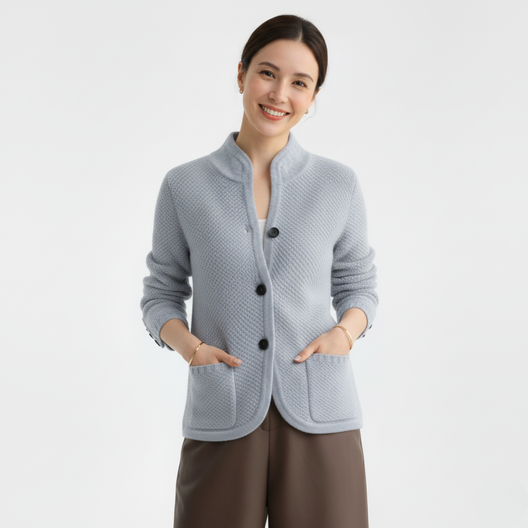 Strickjacke mit Knöpfen für Damen | Klassischer Verschluss vorne