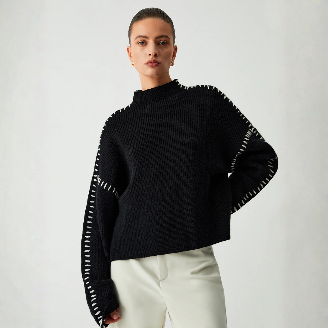 Übergroßer Rollkragenpullover für Damen | Gerippter Strick