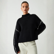 Übergroßer Rollkragenpullover für Damen | Gerippter Strick