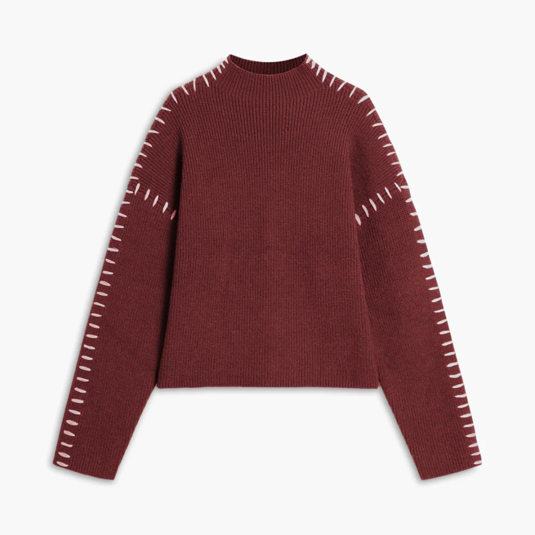 Übergroßer Rollkragenpullover für Damen | Gerippter Strick