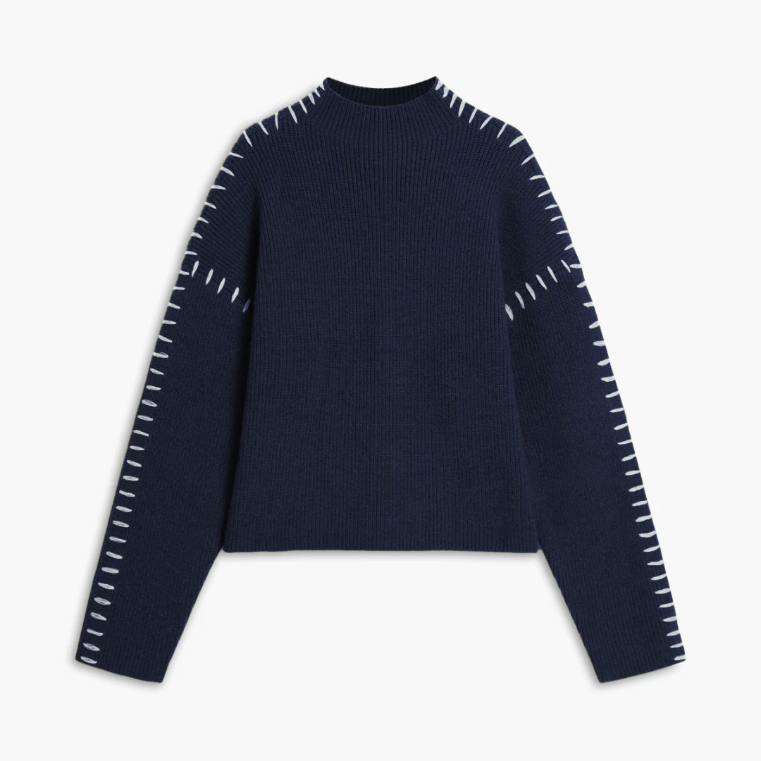 Übergroßer Rollkragenpullover für Damen | Gerippter Strick