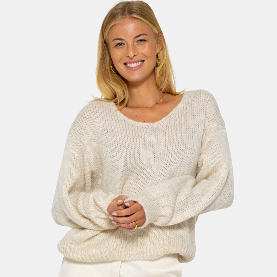 V-Ausschnitt Pullover für Damen | Langarm Strick