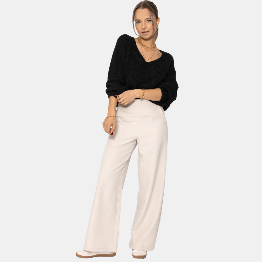 V-Ausschnitt Pullover für Damen | Langarm Strick