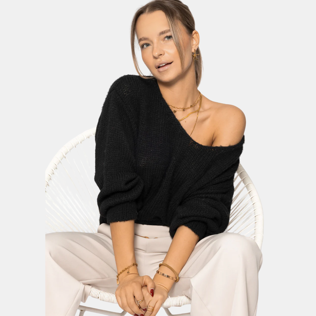 V-Ausschnitt Pullover für Damen | Langarm Strick
