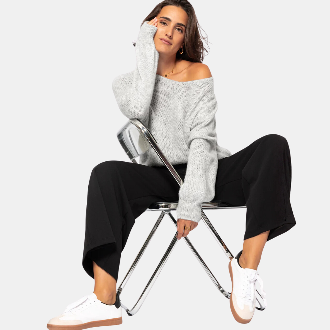 V-Ausschnitt Pullover für Damen | Langarm Strick