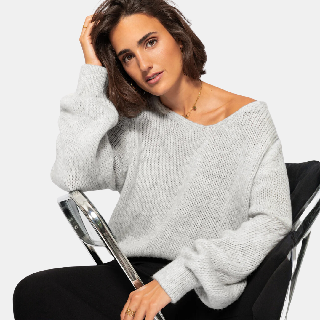 V-Ausschnitt Pullover für Damen | Langarm Strick