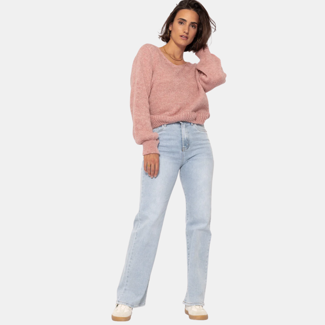 V-Ausschnitt Pullover für Damen | Langarm Strick