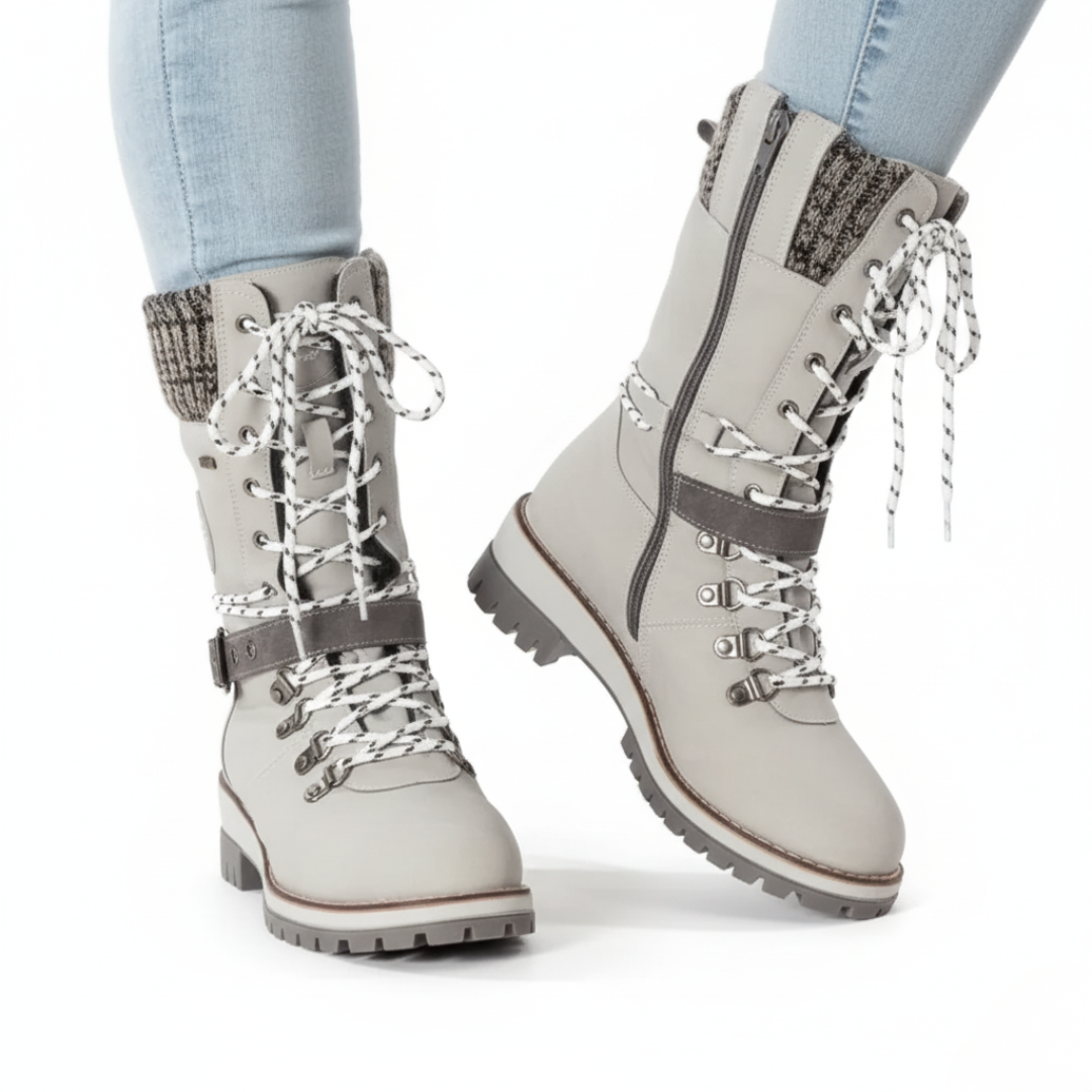 Winter Schneestiefel für Damen | Schnürung Strickbündchen