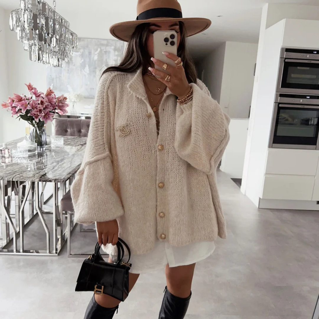 Übergroßer Cardigan für Damen | Knopfleiste