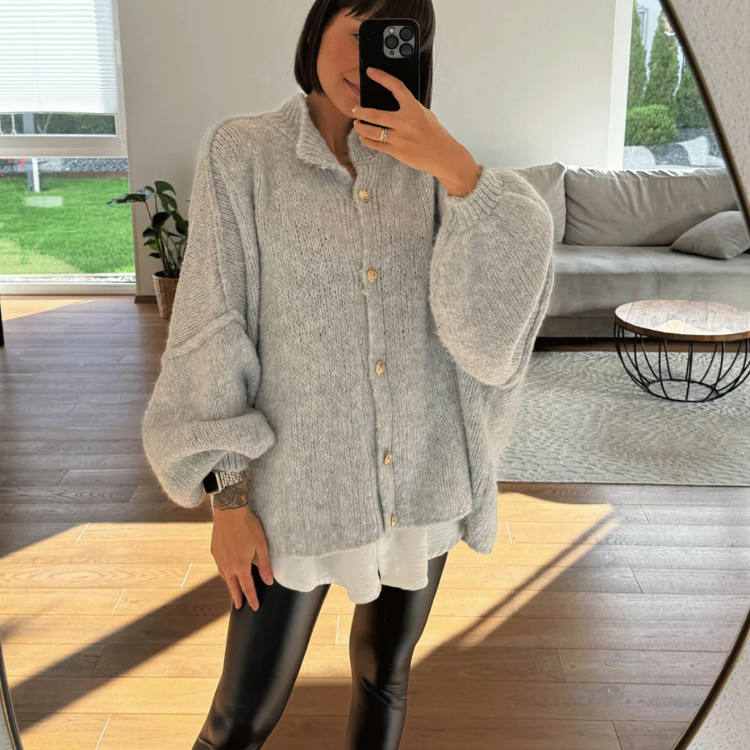 Übergroßer Cardigan für Damen | Knopfleiste