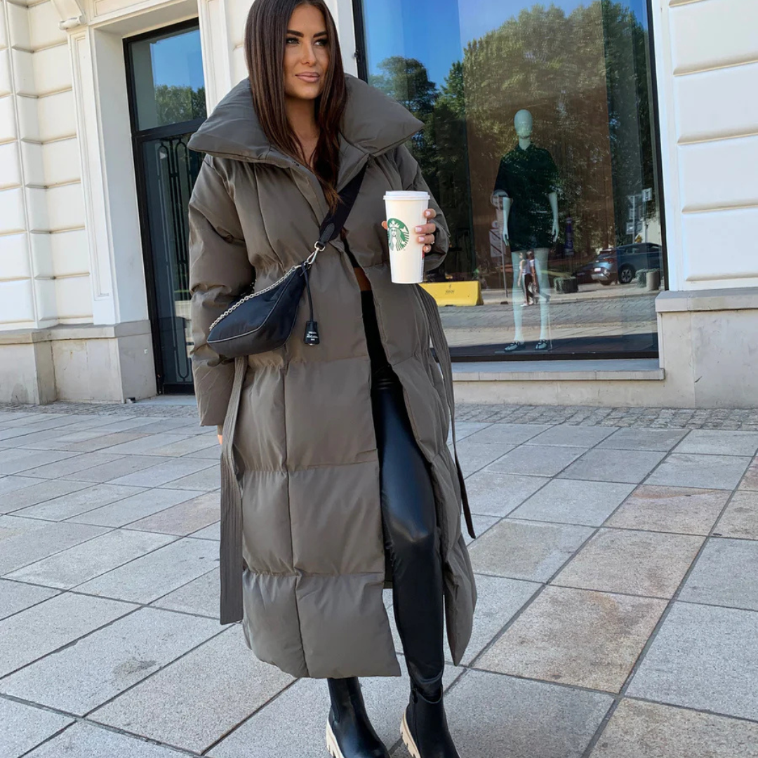 Übergroßer Parka Winterjacke für Damen | Design mit Gürtel